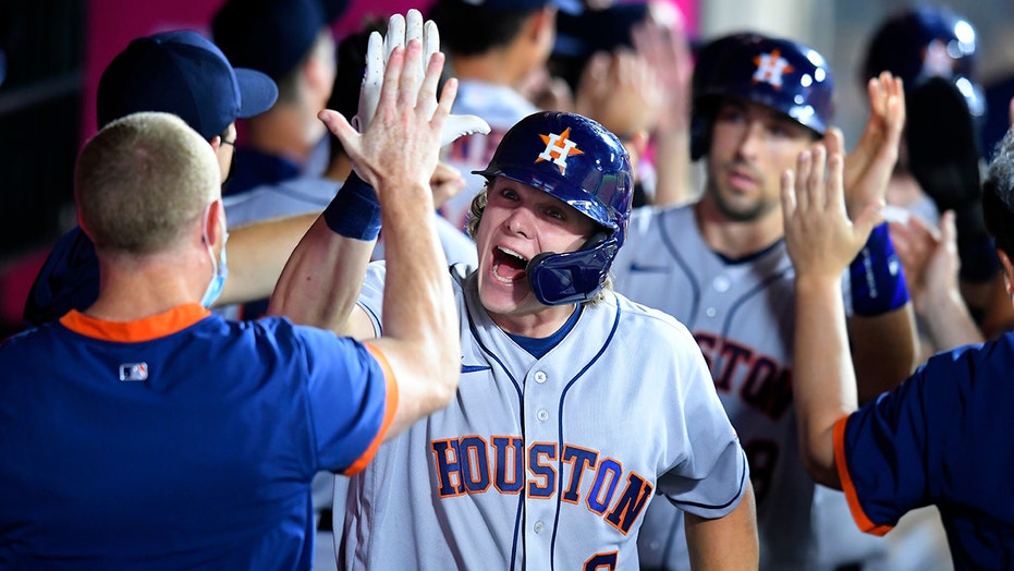 Ohtani homers, but Meyers hits first 2 as Astros rip Angels