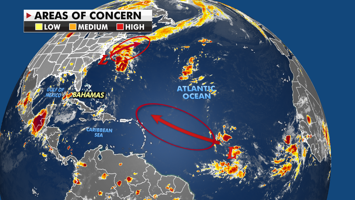Areas of concern over the Atlantic