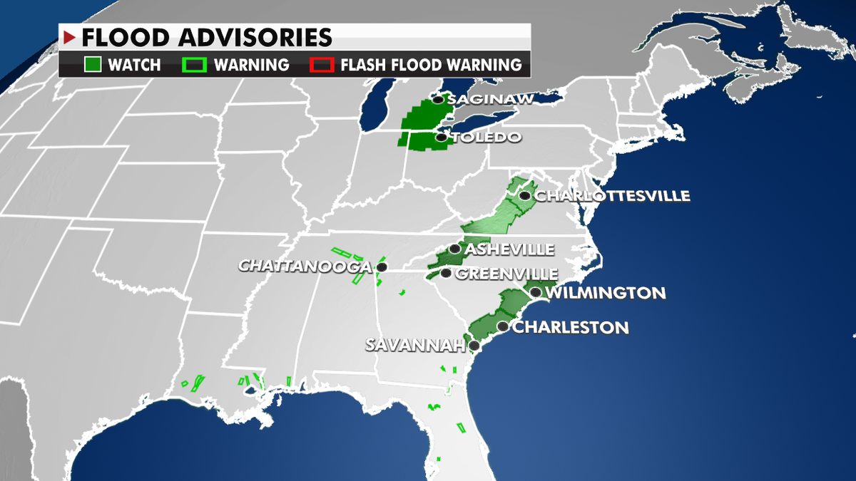 Flood advisories on the East Coast