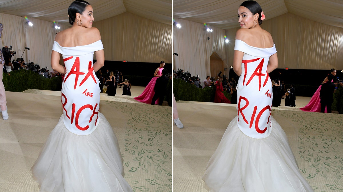 AOC wears Tax the Rich dress at Met Gala