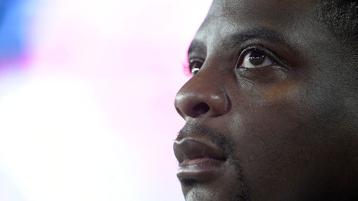 FILE - In this Aug. 31, 2017, file photo, Washington Redskins radio analyst and former running back Clinton Portis watches from the sideline during the second half of an NFL preseason football game against the Tampa Bay Buccaneers in Tampa, Fla.