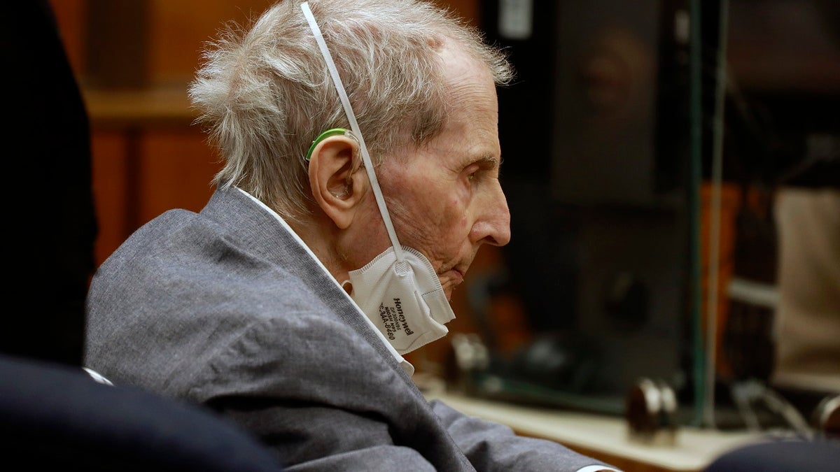 Robert Durst appears in a courtroom with his attorneys for closing arguments Wednesday, Sept. 8, 2021 in Inglewood, Calif. (Al Seib/Los Angeles Times via AP, Pool)