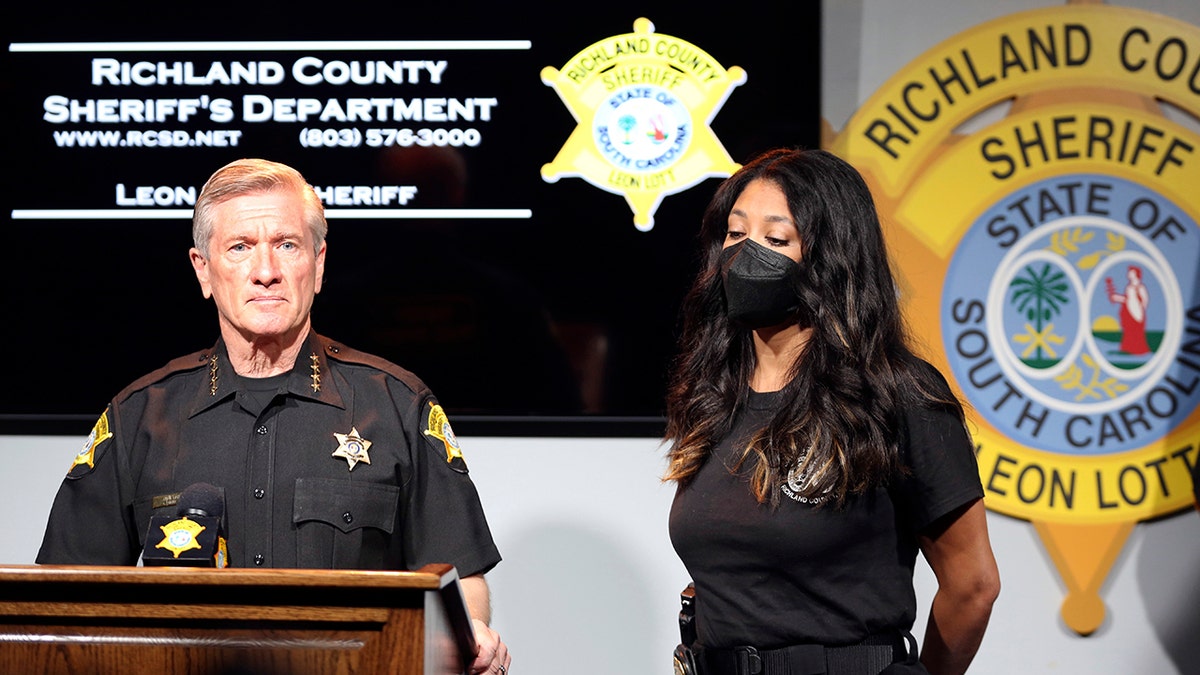 Richland County Sheriff Leon Lott and Coroner Nadia Rutherford talk about the heat deaths of two 20-month-old twin boys during a news conference on Tuesday, Sept. 21, 2021, in Columbia, South Carolina.