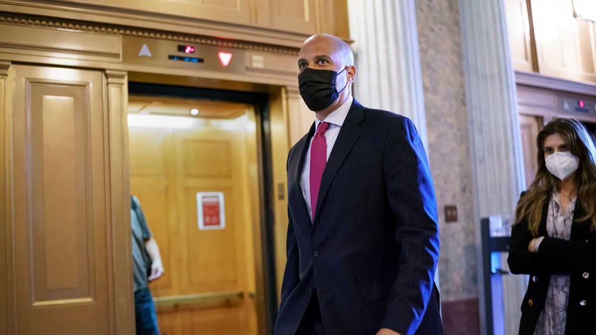 Sen. Cory Booker, D-N.J., arrives at the Senate chamber at the Capitol in Washington, Wednesday after bipartisan congressional talks on overhauling policing practices ended without an agreement.