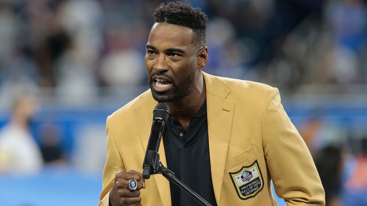 NFL legend Calvin Johnson waited nearly three years to respond to Lions post after division clincher 2 Calvin Johnson speaks following Hall of Fame ring celebration