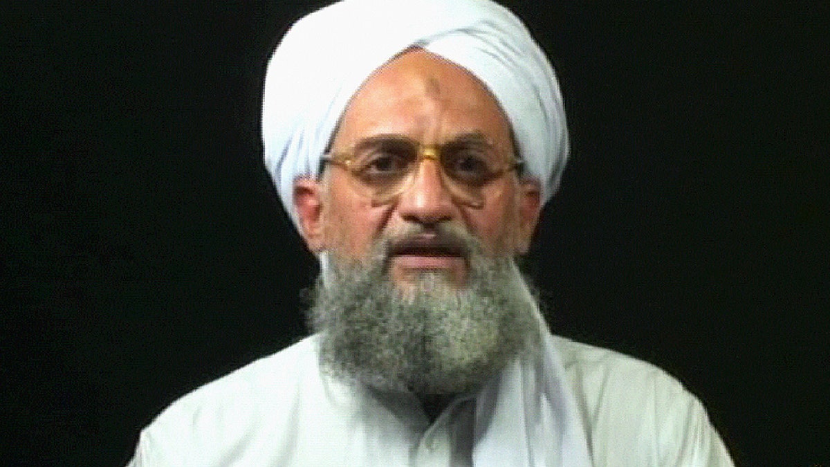 A frame grab from a videotape aired Aug. 5, 2006, on the Qatar-based Al-Jazeera television network shows Al-Qaeda second-in-command Ayman al-Zawahri at an undisclosed place and time.