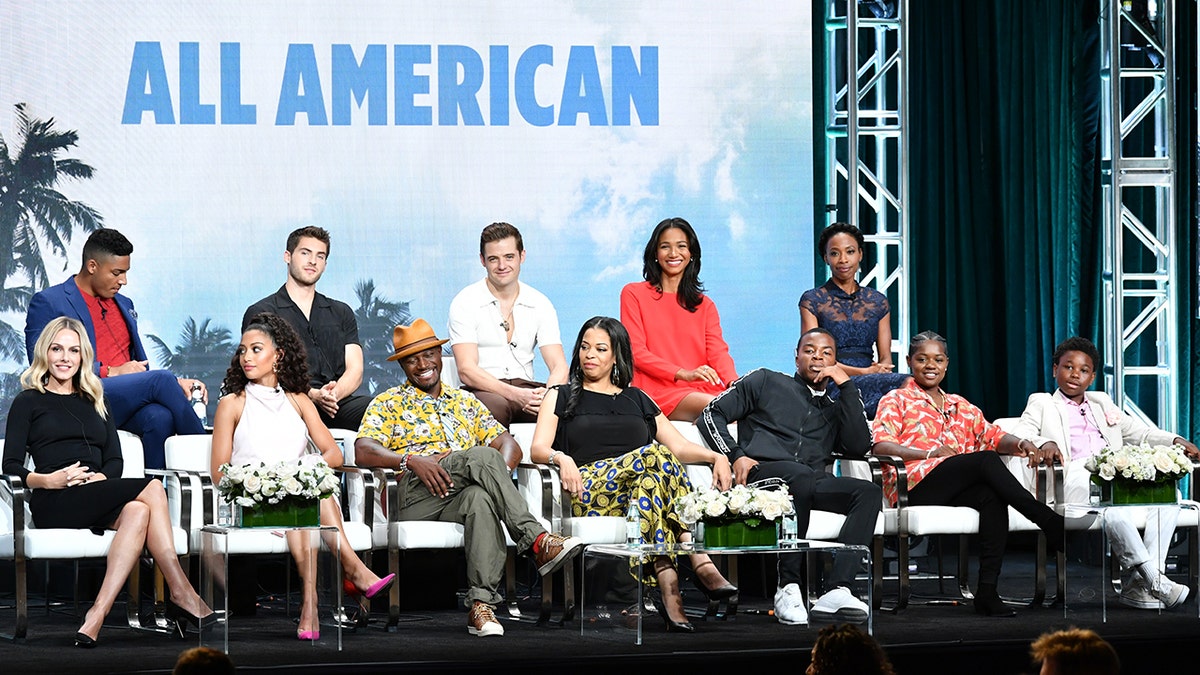Michael Evans Behling, Cody Christian, Robbie Rogers, Greta Onieogou, Karimah Westbrook (bottom L-R) Monet Mazur, Samantha Logan, Taye Diggs, Nkechi Okoro Carroll, Daniel Ezra, Bre-Z, and Jalyn Hall attend 2019 Summer TCA Press Tour - Day 13 at The Beverly Hilton Hotel on August 04, 2019 in Beverly Hills, Calif. (Photo by Amy Sussman/Getty Images)