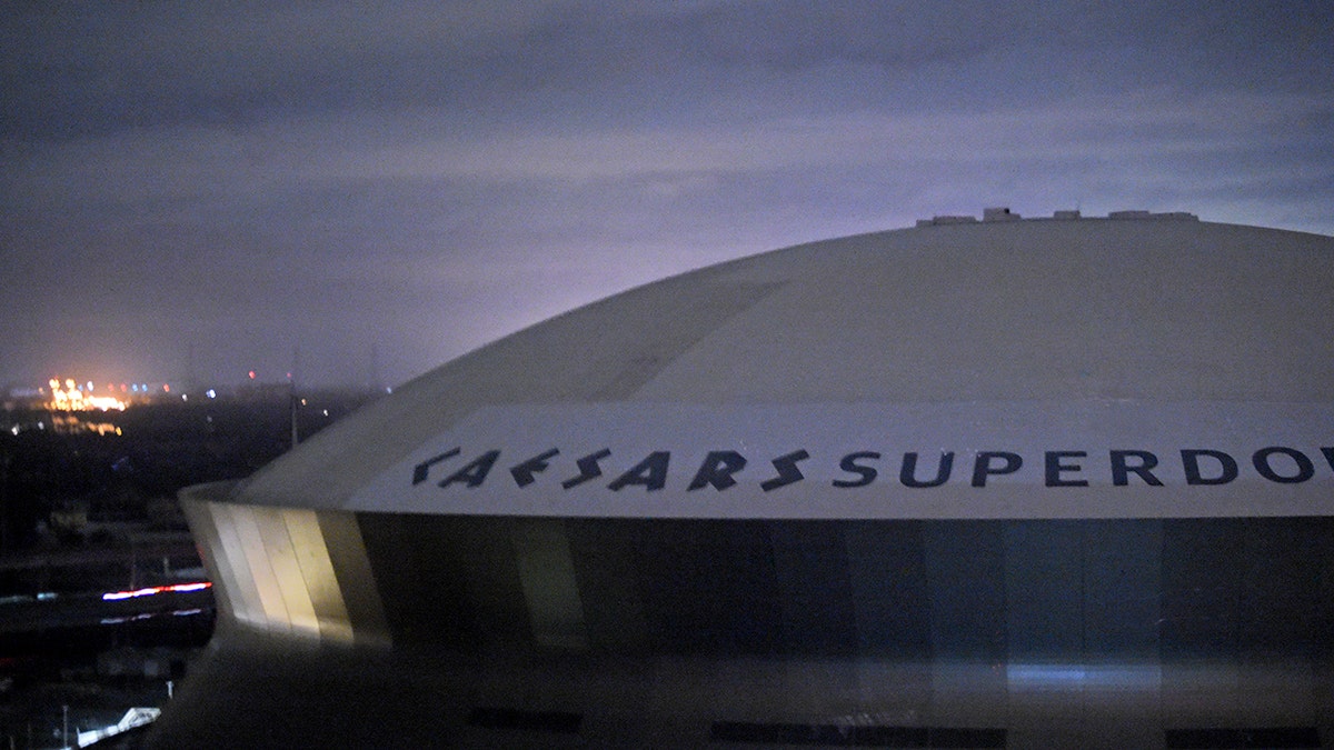 FILE - This early Monday, Aug. 30, 2021, file photo, shows the Caesars Superdome, home of the New Orleans Saints NFL football team in New Orleans, La., after Hurricane Ida.  