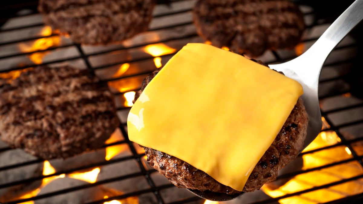 Cheeseburger on a grill