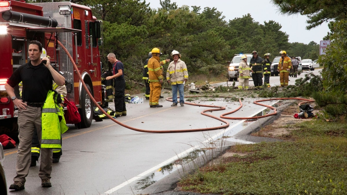 Firefighters at the scene of the crash