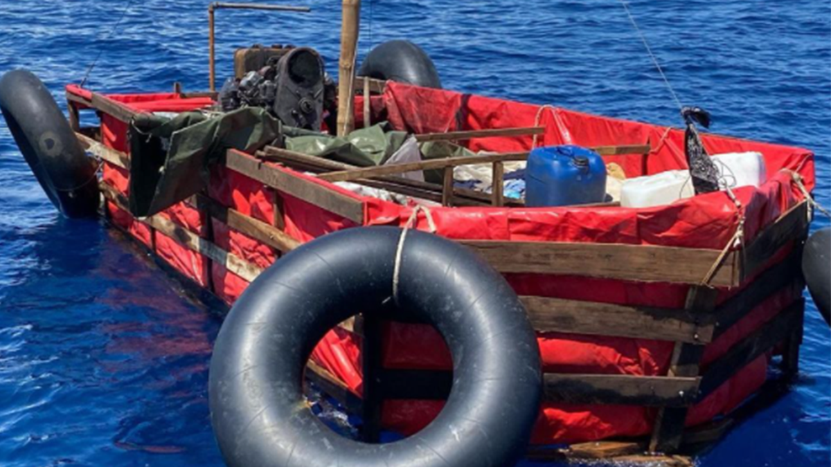 An empty raft several miles off the coast of Florida. 