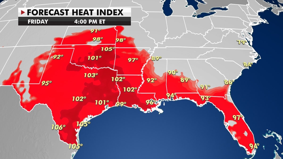 Forecast Heat Index on Friday, September 3, 2021. 