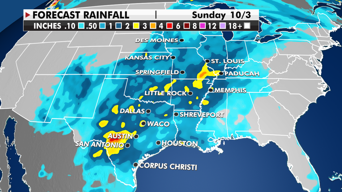 Forecast rainfall across the Central U.S.