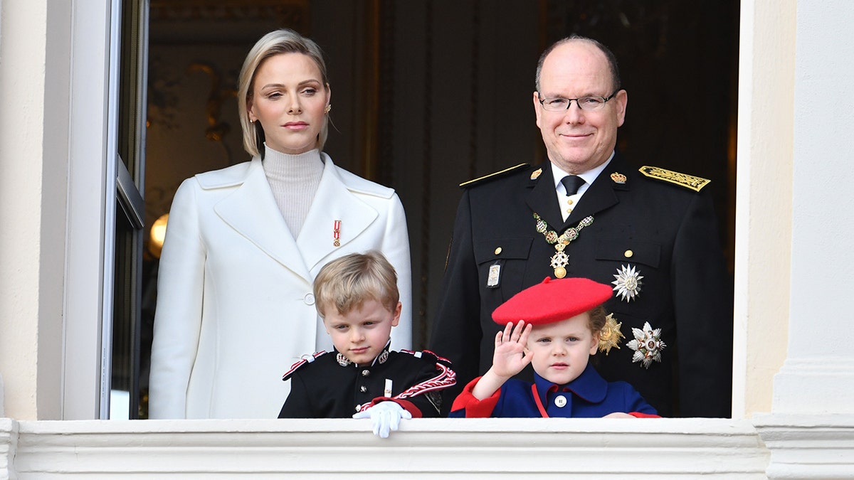 Princess Charlene and Prince Albert II of Monaco with their children Prince Jacques and Princess Gabriella.