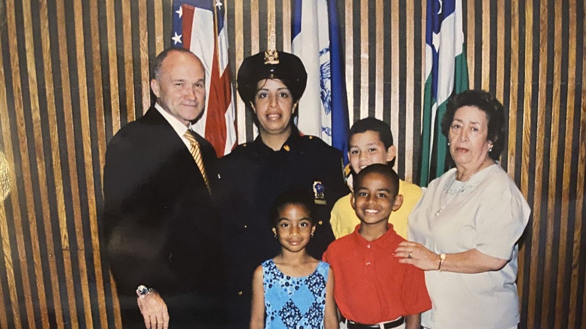 The Valentine family in an undated photo. Courtesy of Audrey Valentine (In photo: Former NYC Police Commissioner Raymond Kelly, NYPD Detective Audrey Valentine, children Raymond, Harrison, and Sabrina Fields, and now the deceased mother of Audrey, Anna Valentine.)