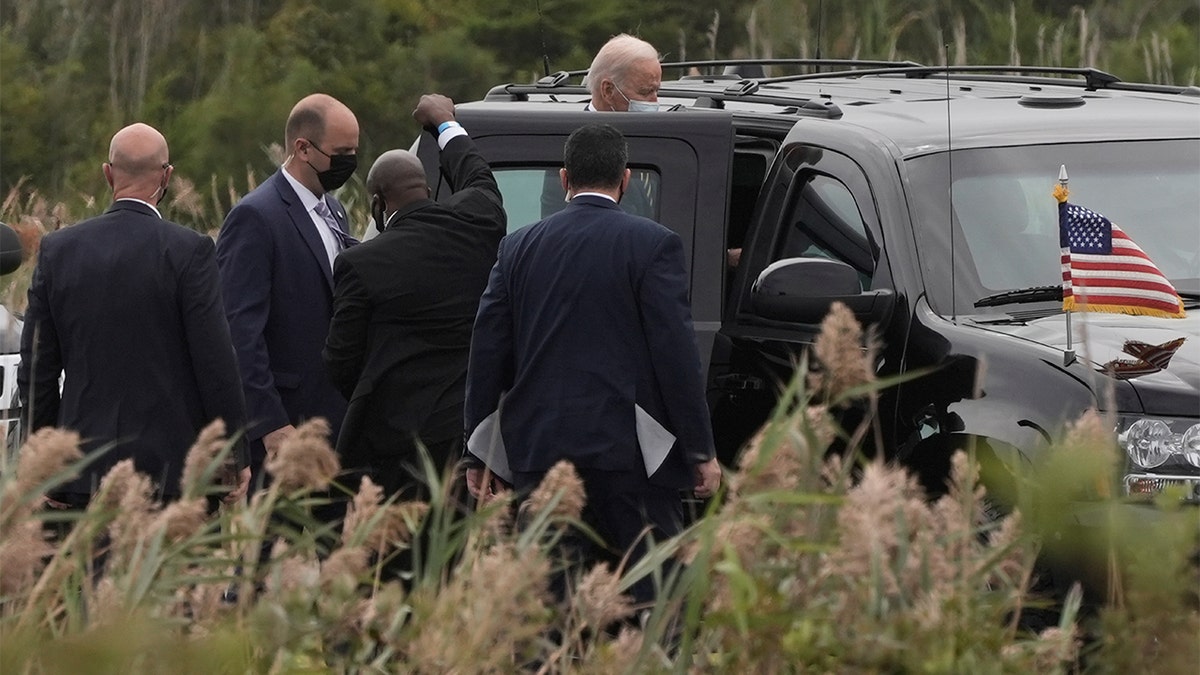 President Biden enters motorcade