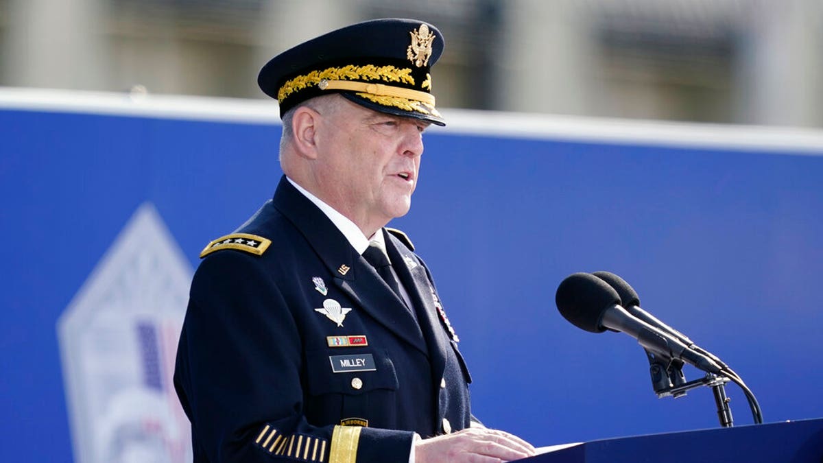 Joint Chiefs Chairman Gen. Mark Milley, speaks during an observance ceremony at the Pentagon in Washington, Saturday, Sept. 11, 2021, on the morning of the 20th anniversary of the terrorist attacks. (AP Photo/Alex Brandon)