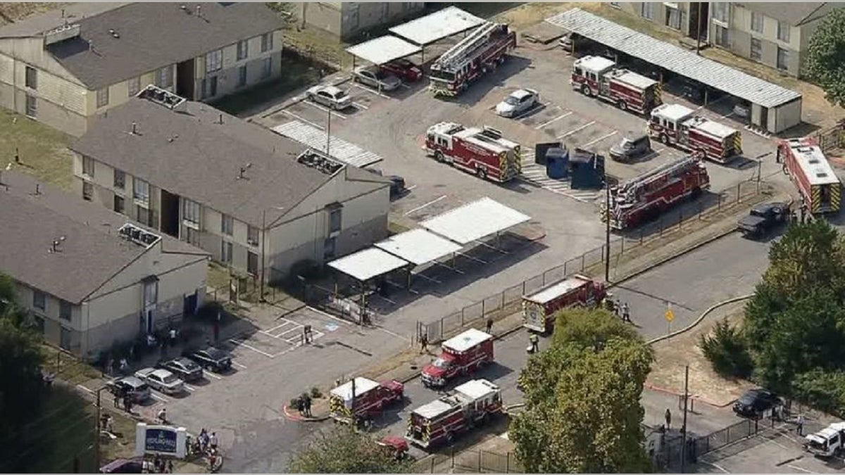 Dallas fire crews respond to an explosion Wednesday.
