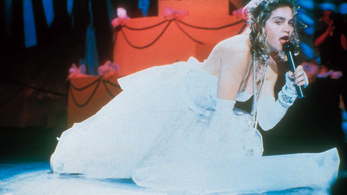 Madonna performing at the 1984 MTV Video Music Awards at Radio City Music Hall in New York City, Sept. 14, 1984.