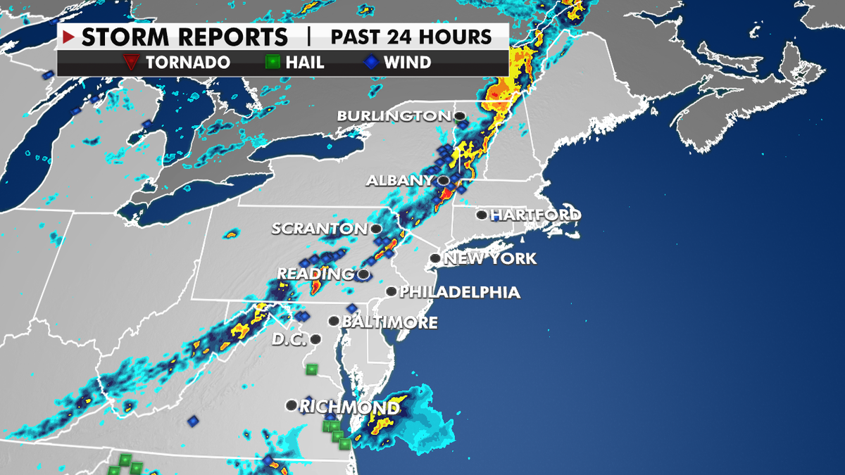 Storm reports in the past 24 hours