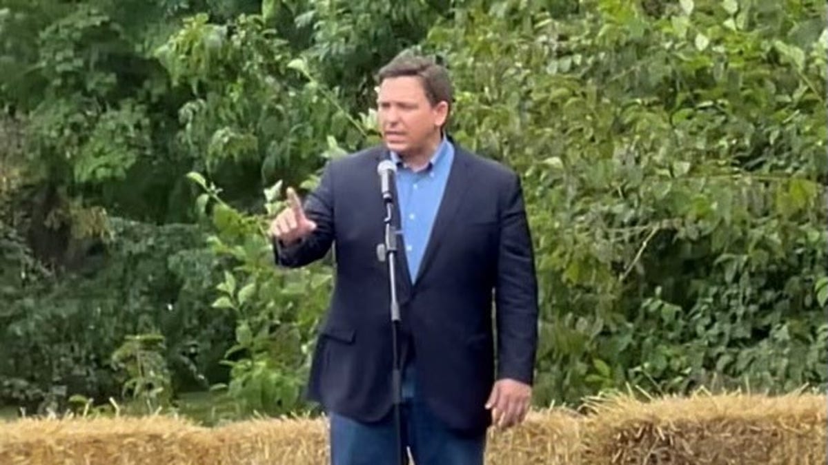 DeSantis takes aim at Biden in speech near Iowa