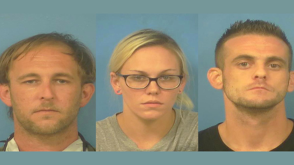 Brad Mehn, left, Heather Pate, middle, and Kevin Dent, right, have all been charged by the Nye County Sheriff's Office for kidnapping and Brad Mehn with murder for allegedly shooting Roy Jaggers.