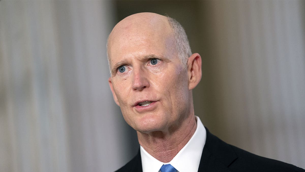 Senator Rick Scott, a Republican from Florida, speaks during a television interview at the Russell Senate Office building in Washington, D.C., U.S., on Wednesday, Nov. 11, 2020. Senate Republicans dismissed concerns about an extended fight over the presidential election damaging the public's faith in voting or disrupting the transition process.