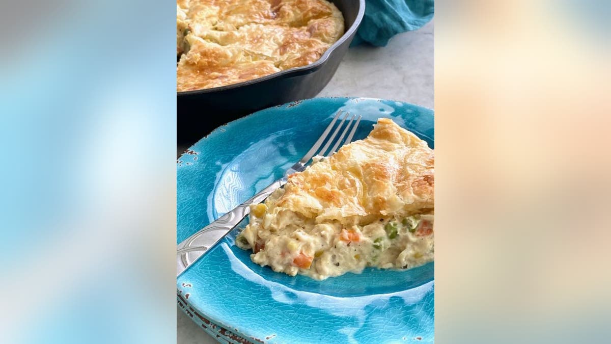 Debi Morgan cuts down on time with her Skillet Chicken Pot Pie by mixing all the ingredients into a skillet at once.