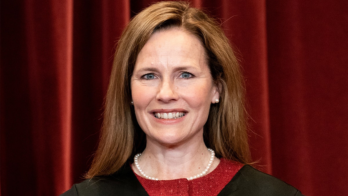 Associate Justice Amy Coney Barrett poses during a group photo of the Justices at the Supreme Court in Washington, April 23, 2021. Erin Schaff/Pool via REUTERS