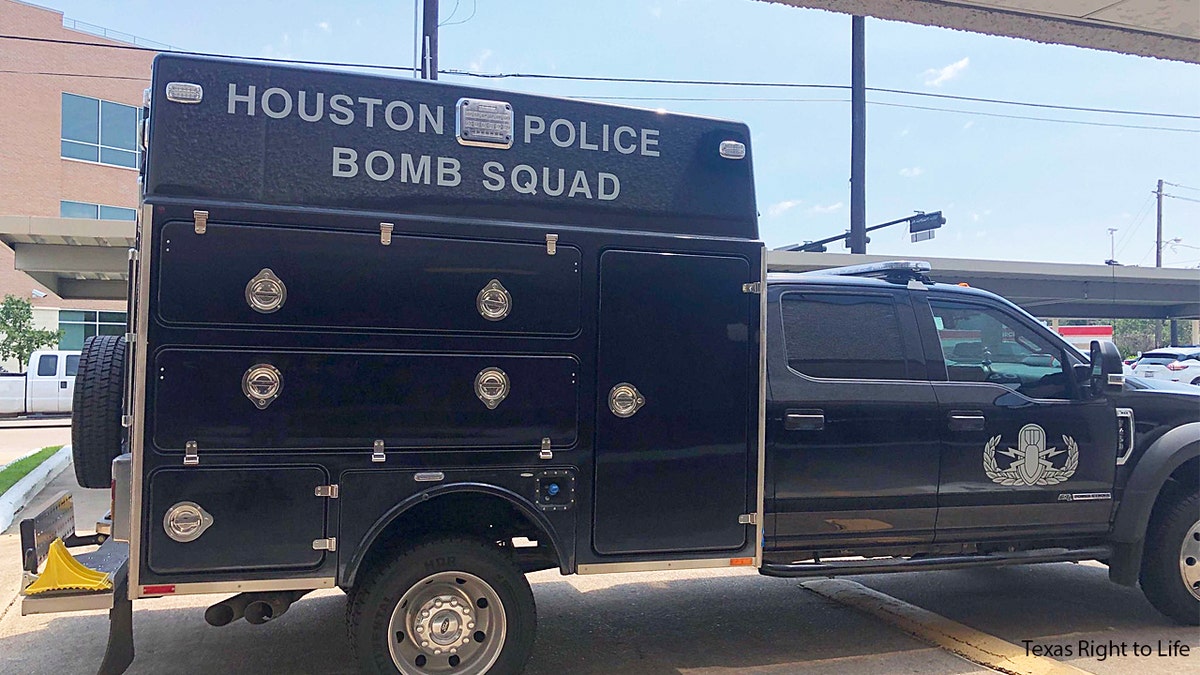 Houston Police bomb squad outside Texas Right to Life headquarters. Photo credit: Texas Right to Life