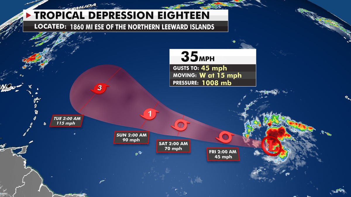 Tropical Depression 18 trajectory