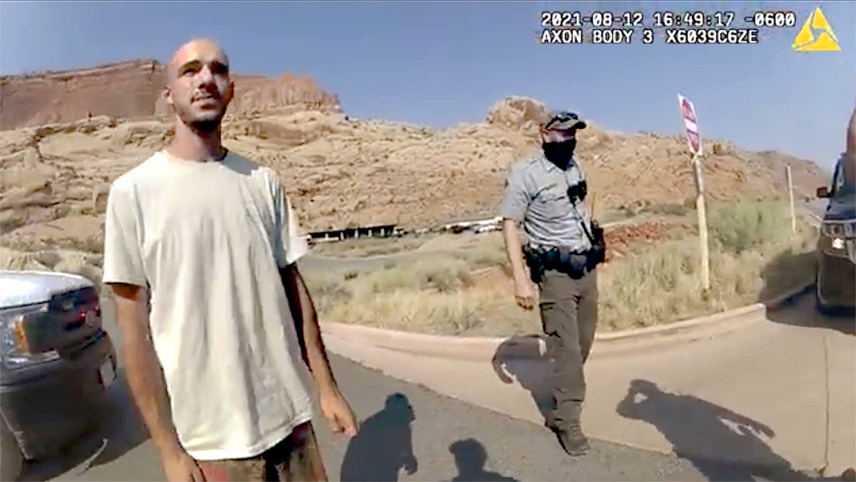 Brian Laundrie as seen in bodycam footage released by the Moab Police Department in Utah.