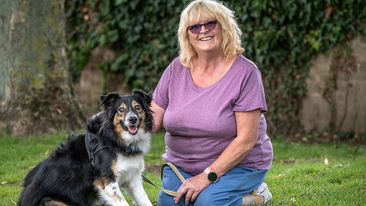 Jane Downes with her border collie Dave