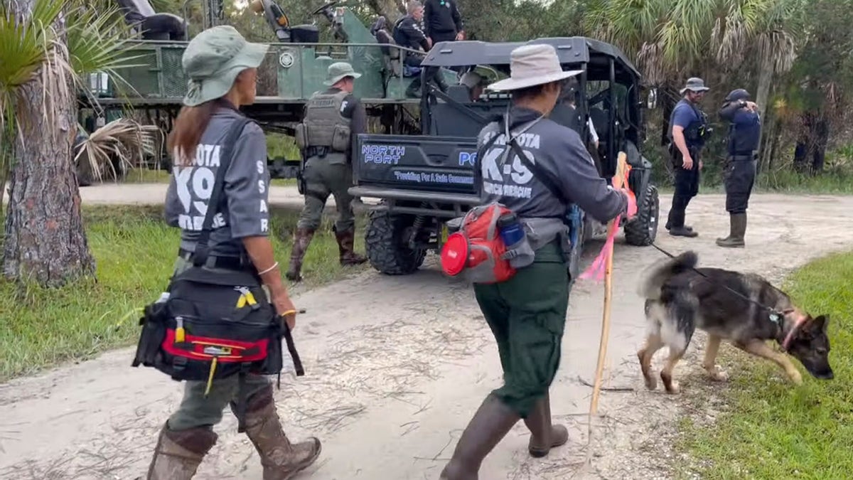Search teams are deployed at the Carlton Reserve near North Port, Fla., on Wednesday.