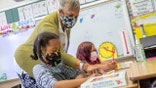 FILE — In this Aug. 11, 2021, file photo Joy Harrison instructs her second graders at Carl B. Munck Elementary School, in Oakland, Calif. (Santiago Mejia/San Francisco Chronicle via AP, Pool, File)