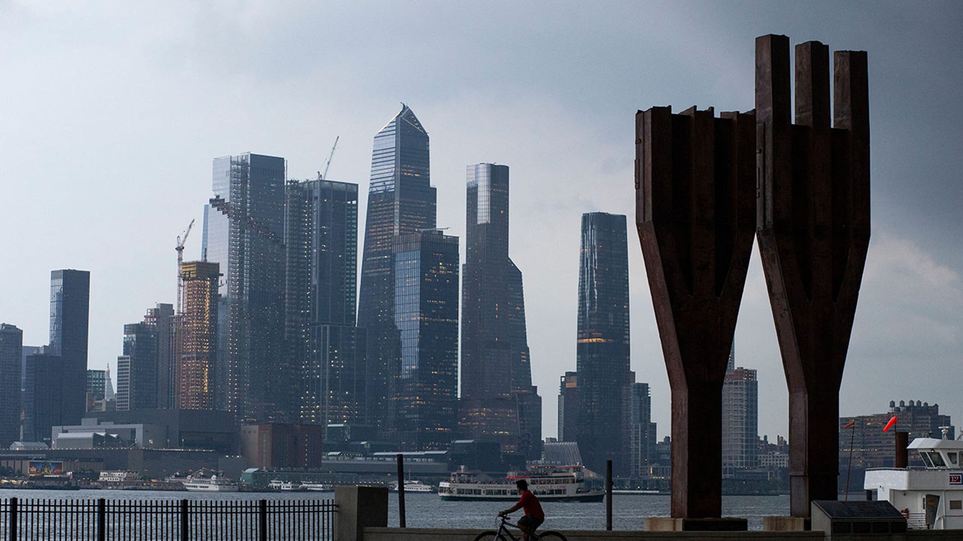 The Hudson Riverfront 9/11 Memorial in Weehawken, N.J., on Aug. 10, 2021. (Photo by KENA BETANCUR/AFP via Getty Images)
