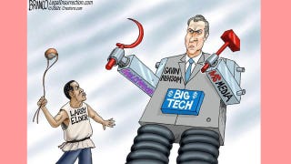 Political cartoon of the day: Larry v. Goliath