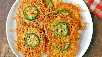 2-ingredient jalapeno cheddar crisps for an easy, game day snack