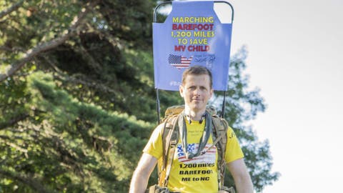 Why this father is walking from Maine to North Carolina, barefoot