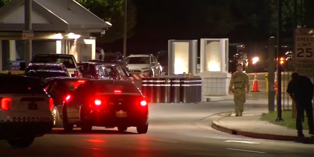 Security officers see outside Wright-Patterson Air Force Base . (WRGT)