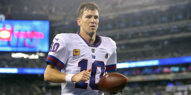 New York Giants quarterback Eli Manning left the Philadelphia Eagles game on October 11, 2018 at MetLife Stadium in East Rutherford, New Jersey.