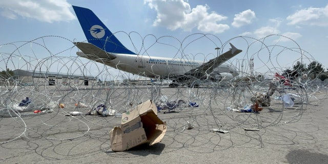 A commercial airplane is seen at the Hamid Karzai International Airport a day after U.S troops withdrawal in Kabul, Afghanistan August 31, 2021.