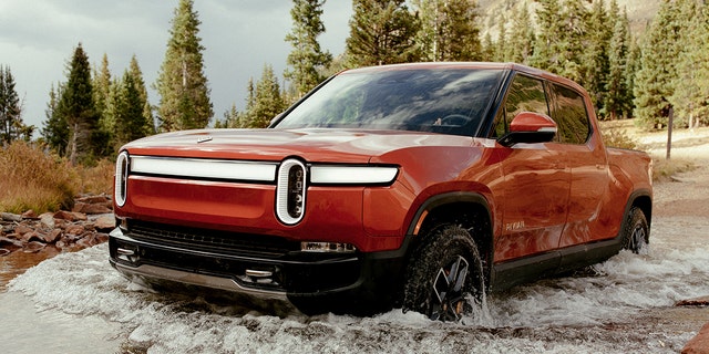 The Rivian R1T can ford three feet of water.
