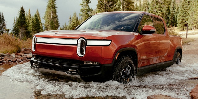 The Rivian R1T can ford three feet of water.