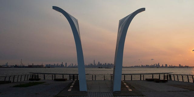 The sun rises behind the 9/11 Postcard Memorial by New York architect Masayuki Sono in Staten Island, New York. "In the midst of this darkness, we saw the bright lights of the courage of heroic citizens whose bravery cost them their lives." This was announced by the Bishop of Brooklyn Robert Brennan in an interview with Fox News Digital.