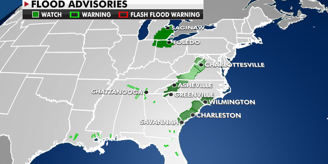 Flood advisories on the East Coast