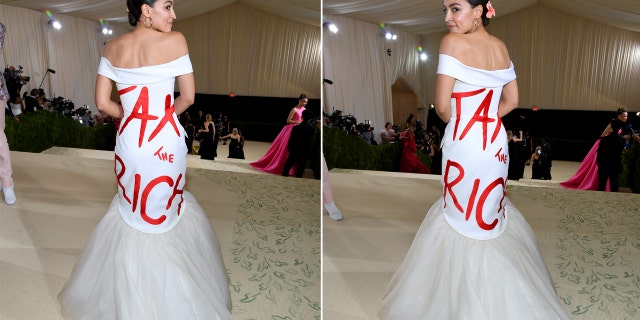 Rep. Alexandria Ocasio-Cortez wore a dress that said "Tax the Rich" to the 2021 Met Gala, a popular sentiment among those on the left. 