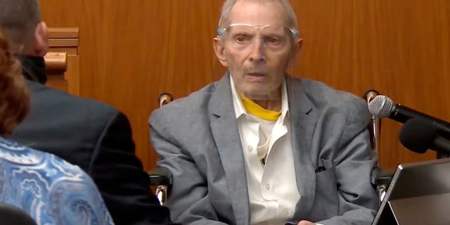 In this still image taken from the Law & Crime Network court video, real estate heir Robert Durst answers questions while taking the stand during his murder trial on Tuesday, Aug. 31, 2021, in Los Angeles County Superior Court in Inglewood, Calif. (Law & Crime Network via AP, Pool)