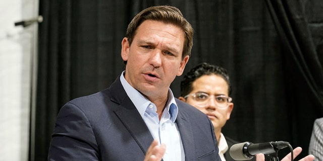 In this Wednesday, Aug. 18, 2021, file photo, Florida Gov. Ron DeSantis speaks at the opening of a monoclonal antibody site in Pembroke Pines, Florida.