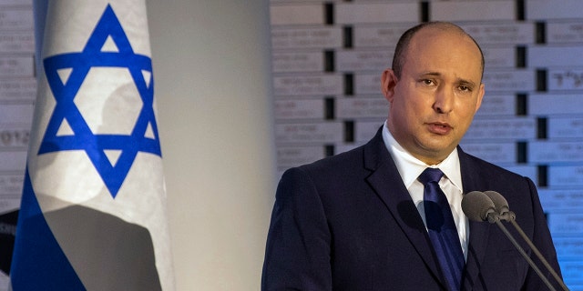 Israeli Prime Minister Naftali Bennett speaks in Jerusalem, Sunday, Sept. 19 2021. (Associated Press)